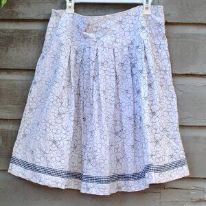 Black & White Embroidered Skirt with Gingham Ribbon